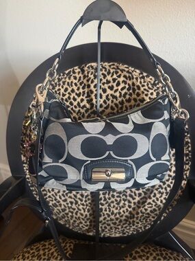 Y2K Coach Kristen Black and Silver east/west shoulder bag
